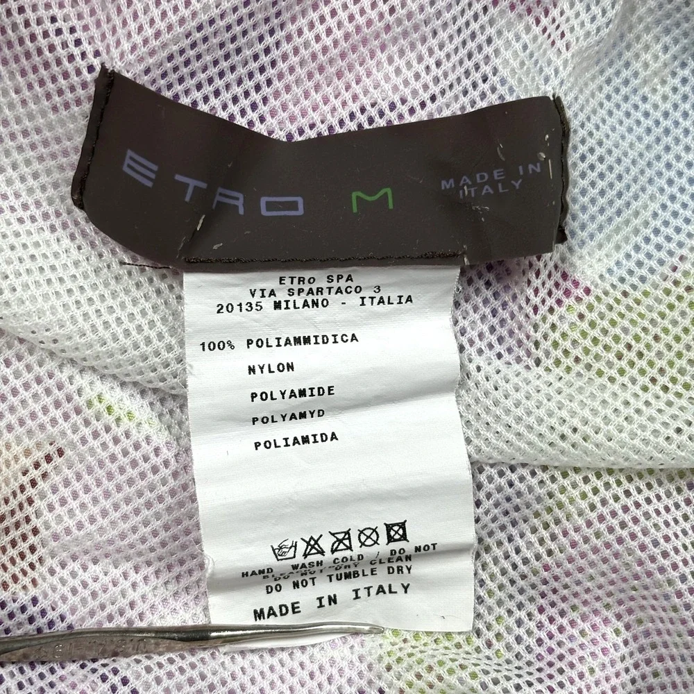 ETRO Men's M Floral Swim Trunks Multicolor Mesh Lined Drawstring Italy